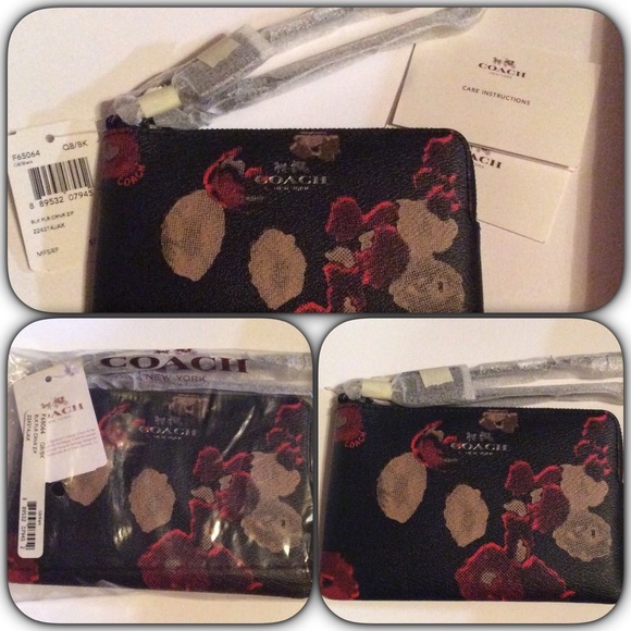 Coach Black Floral wristlet NWT - Picture 3 of 3