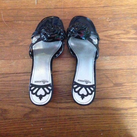 Black heels by fergie. Size 9 open toed