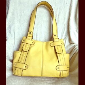 Tignanello Yellow Leather Satchel Purse Handbag