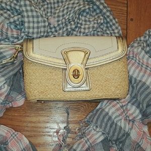 Gold and Straw Coach Wristlet ??