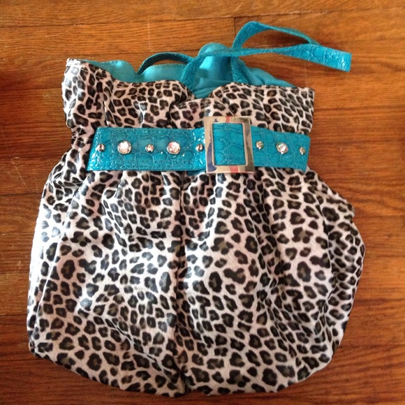 Blue and cheetah Claire's purse