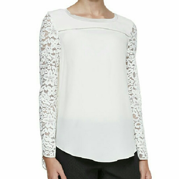 Rebecca Taylor Chalk-White Floral Lace Top
