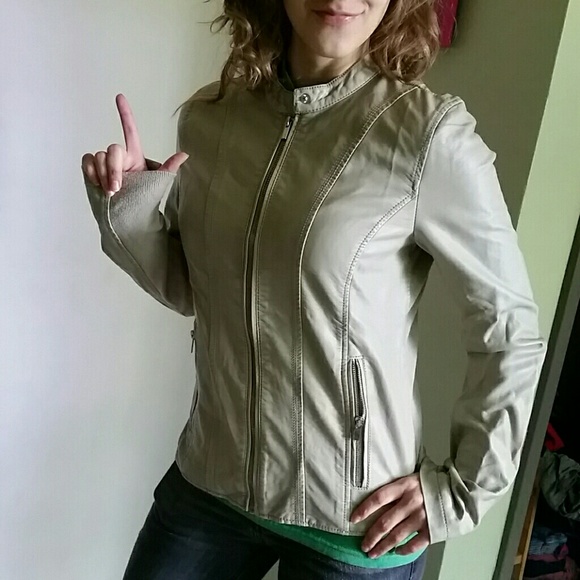 Faux Leather Zip-Up Jacket