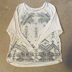 Quarter sleeve cream flowy top