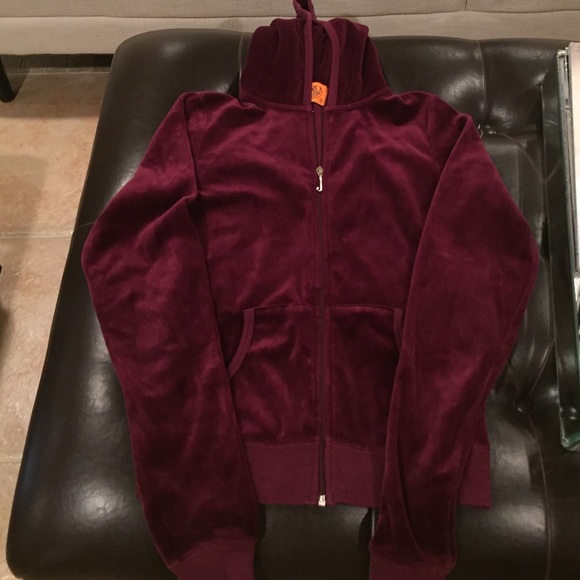 Burgundy velour juicy couture hoodie
