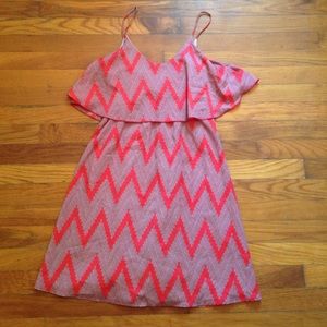 Red chevron mini dress