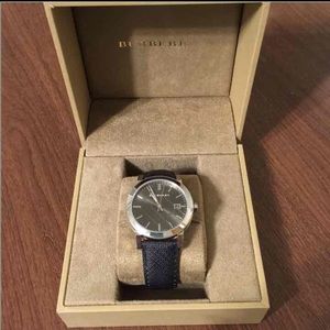 Men's Burberry Black Leather 38mm watch