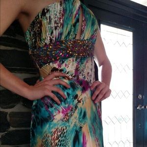 Trendy printed prom dress