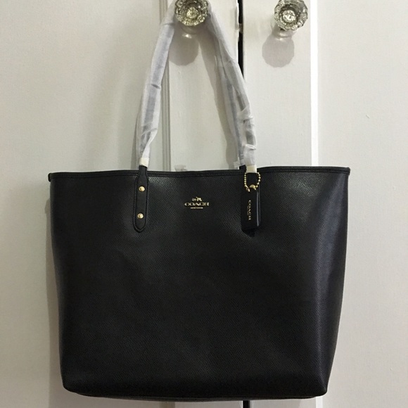 Coach Crossgrain Leather City Tote Black F35355