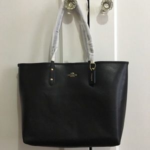 Coach Crossgrain Leather City Tote Black F35355