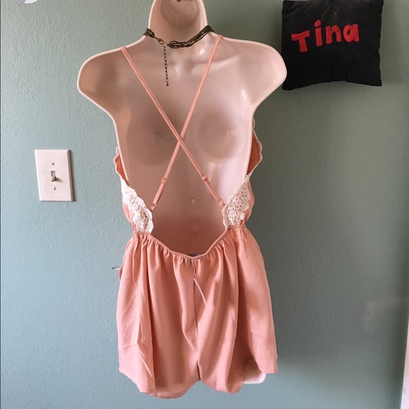 The KYLIE Blush Crochet Trimmed Romper - Picture 2 of 4