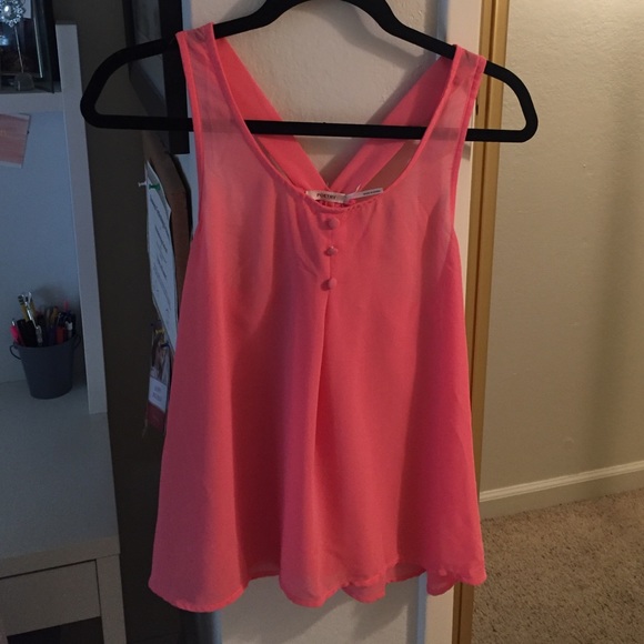 NWOT Coral chiffon bow tank - Picture 1 of 2