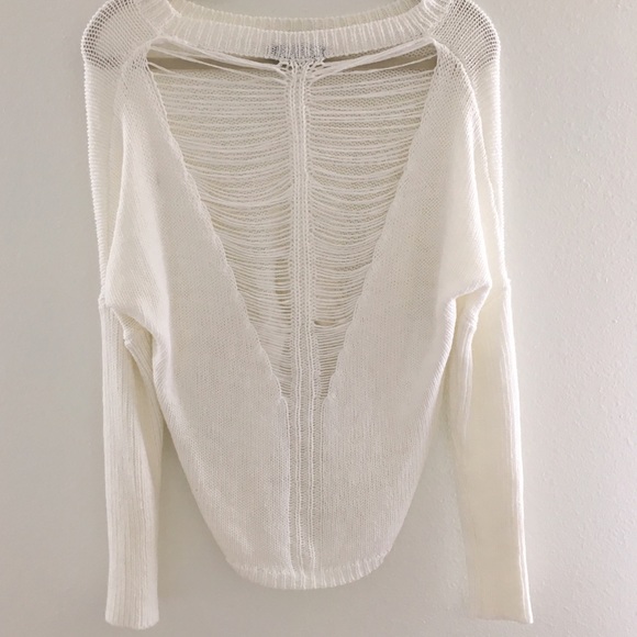 LF high low white sweater