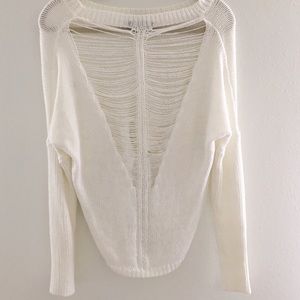 LF high low white sweater