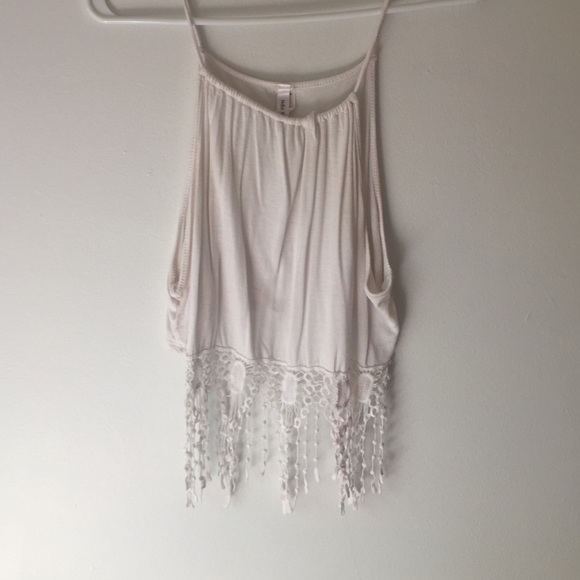 Pretty white tank top with detailing at bottom