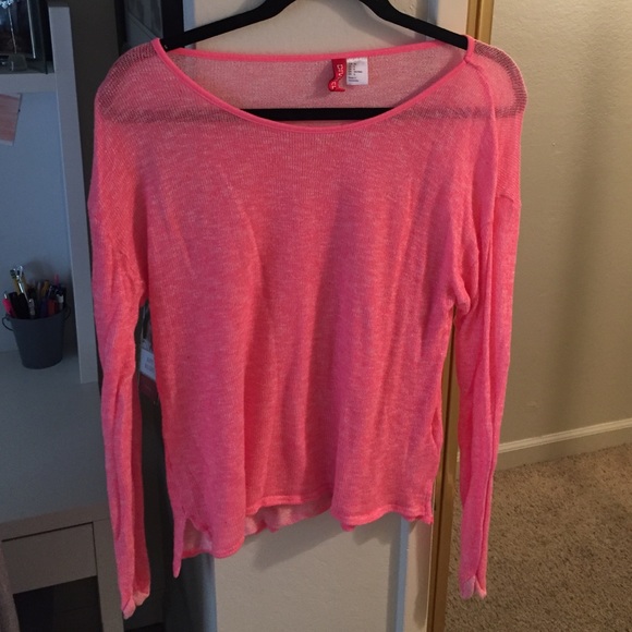 Neon pink long sleeve sweater