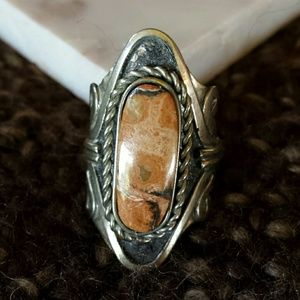 Peruvian Silver Ring w/orange stone