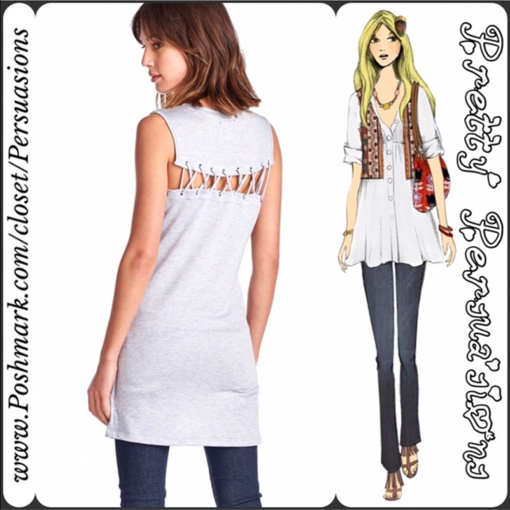 SOLD OUT  💕 Gray Lace Up Back Tunic Mini Dress - Picture 4 of 4