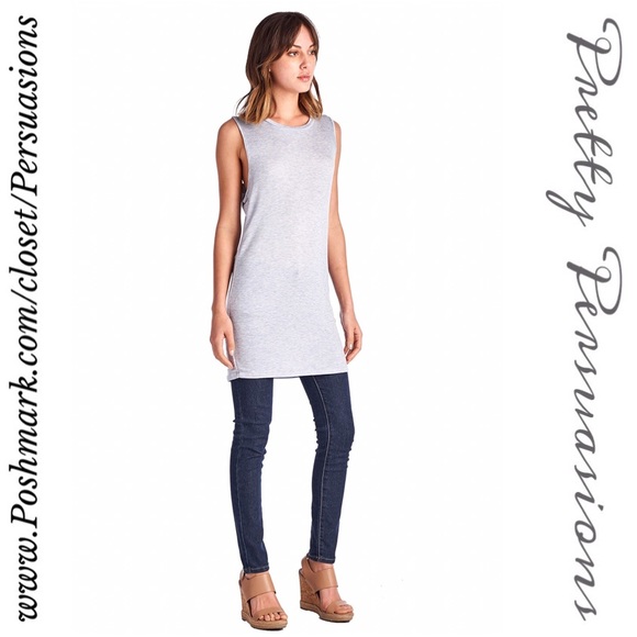 SOLD OUT  💕 Gray Lace Up Back Tunic Mini Dress - Picture 2 of 4