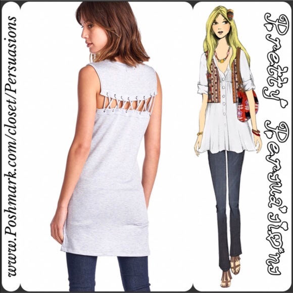 SOLD OUT  💕 Gray Lace Up Back Tunic Mini Dress - Picture 4 of 4