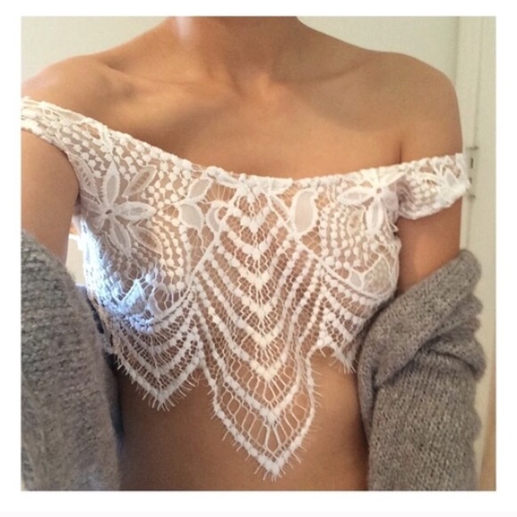 For Love and Lemons Other - White Lace Crop Top Spring Fling WHITE Lace Top