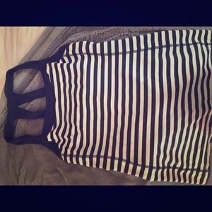 Kate Spade Active Wear black and white stripe top