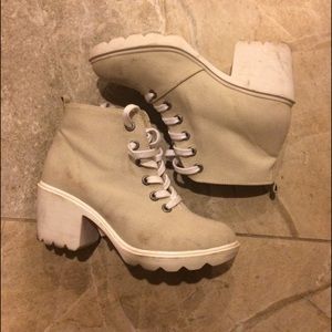 Beige/White Topshop Heel Boots