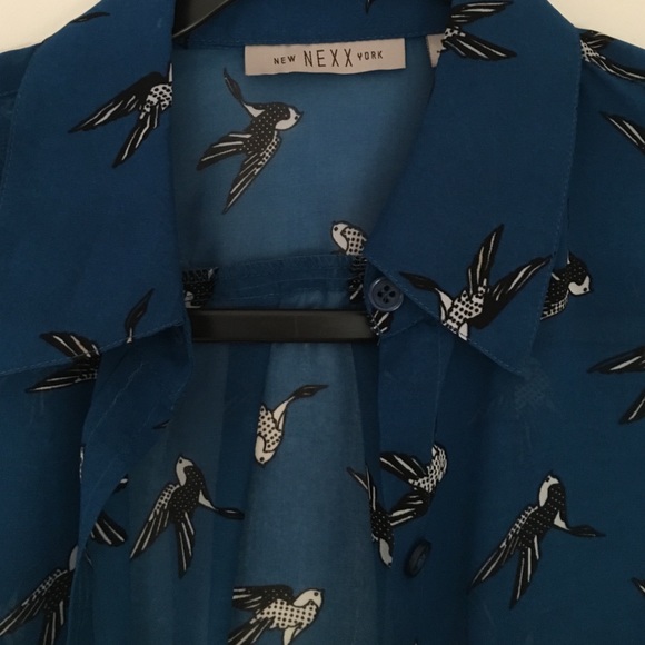 Nordstrom bird print sheer button down - Picture 2 of 3