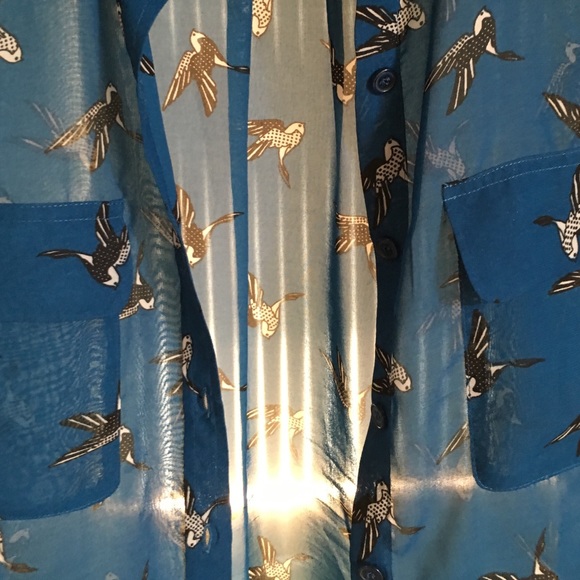 Nordstrom bird print sheer button down - Picture 3 of 3