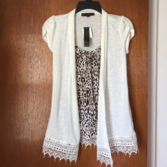 Leopard print tank top with attached cover up