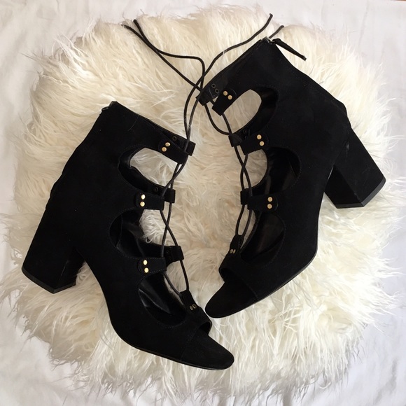 Suede lace up gladiator sandals/heels