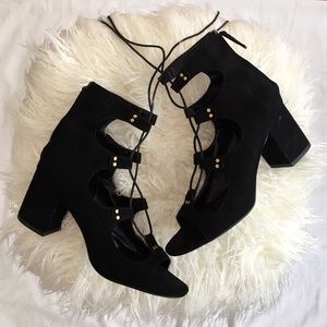 Suede lace up gladiator sandals/heels