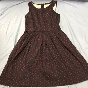 Blue and plum polka dot sheath dress