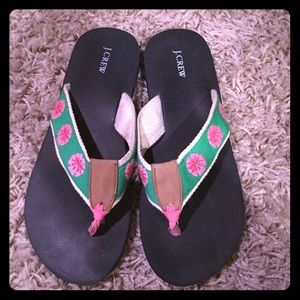 ☀️ J. Crew Embroidered Flip Flops ☀️