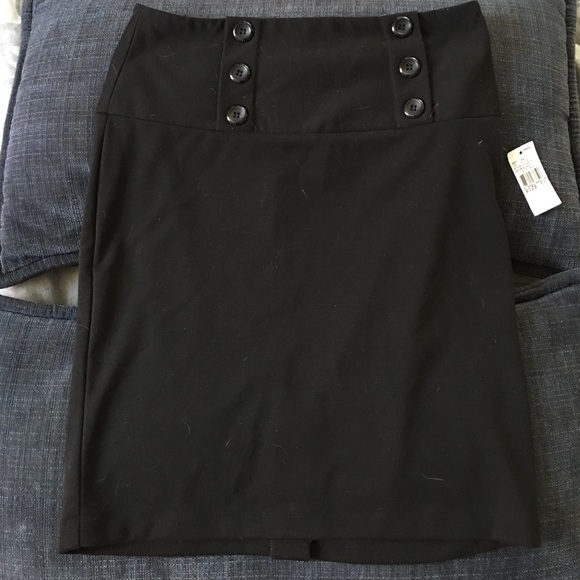 Black pencil skirt with buttons