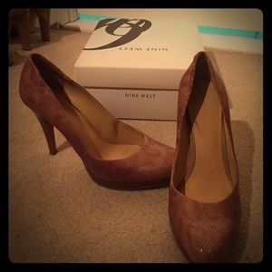 Nine West Brown Faux Snake Skin Heels