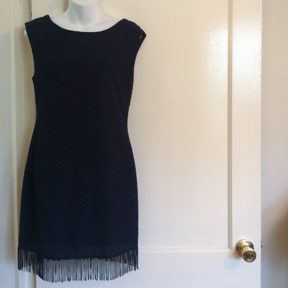 Navy Blue Fringe Shift Dress Size Medium