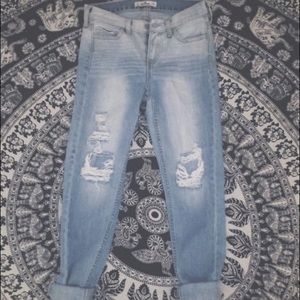 Distressed boyfriend jeans