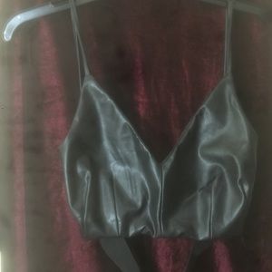 Faux leather bralette