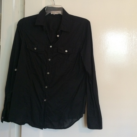 Michael Kors Black Button Down Shirt Medium Cotton