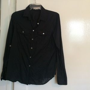 Michael Kors Black Button Down Shirt Medium Cotton