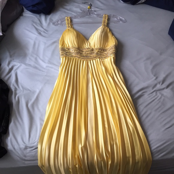 Yellow Beaded Prom Dress