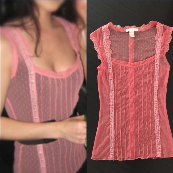 Coral lace blouse