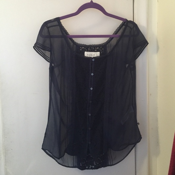 Abercrombie & Fitch sheer navy blouse