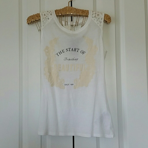 Guess Tops - Guess White/Beige Lace Top, Beautiful