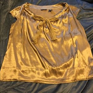 New York & Company gold silk blouse
