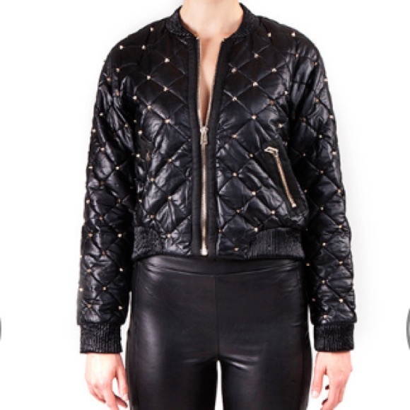 NWT Studded Vegan Leather Bomber