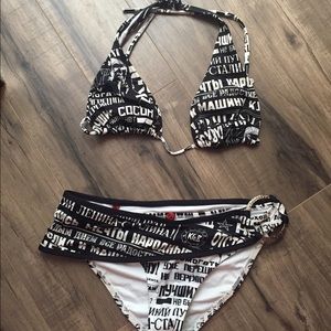 Unique black and white print bikini