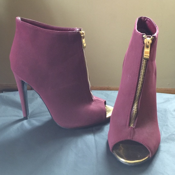 Front zip bootie heels