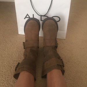 ALDO - brown short faux suede boots